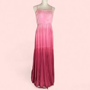 Roxy size Large pink tie dye spaghetti strap‎ maxi dress, 3 shades of pink